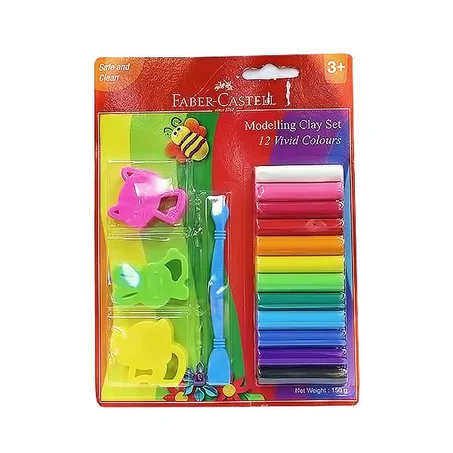 Pate à modeler Faber-Castell 12 couleurs 150g + outils