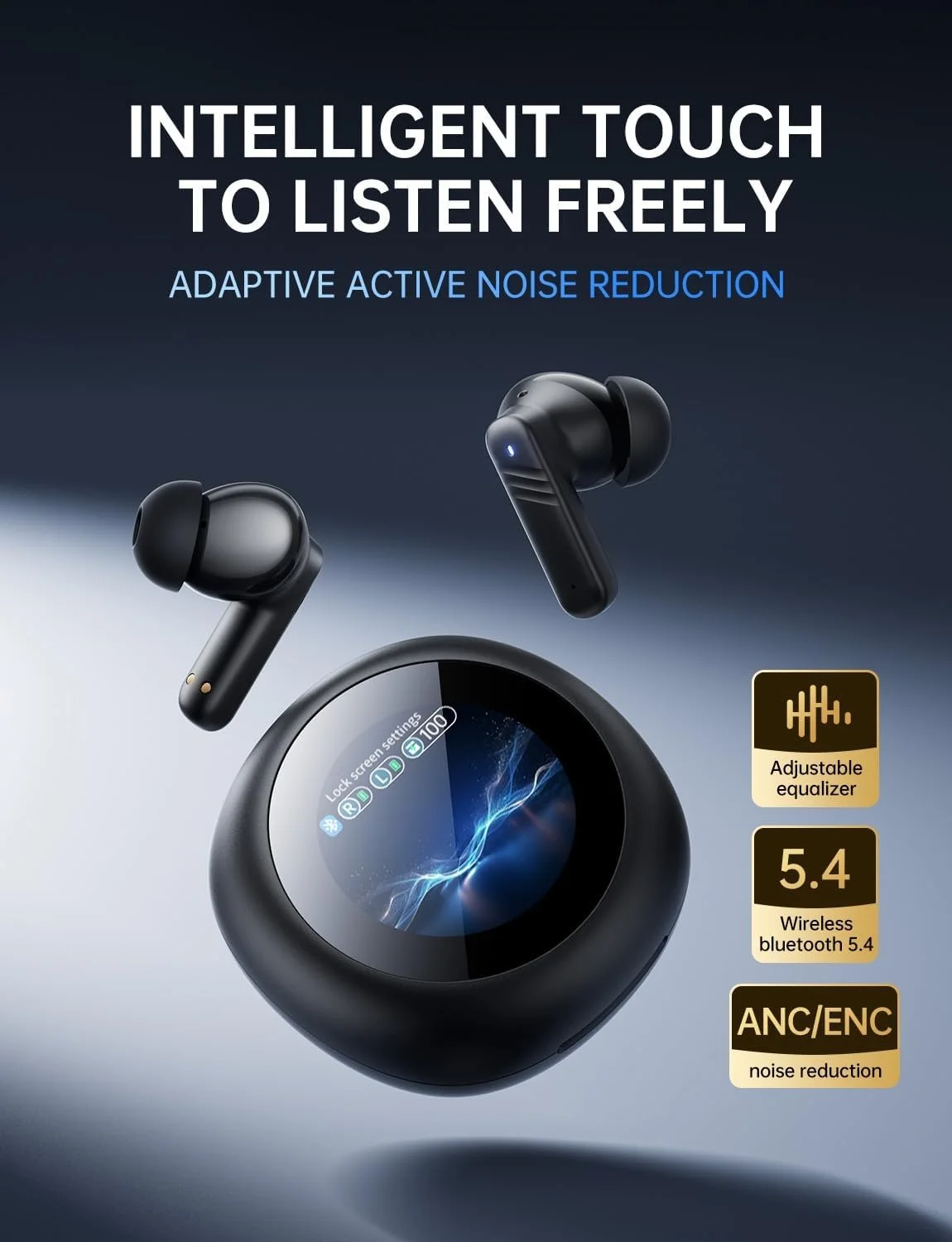 سماعة أذن ذكية بشاشة LCD