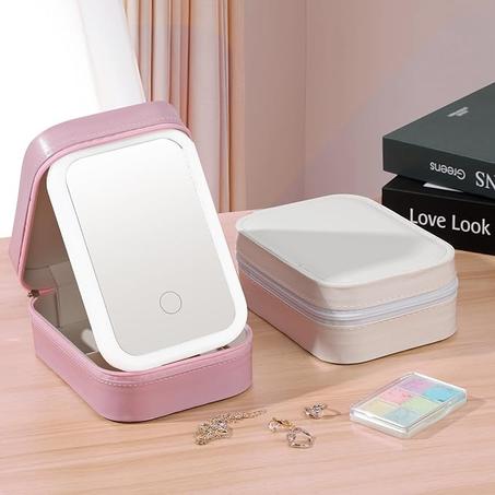 مرآة مكياج LED قابلة للتعديل بثلاثة ألوان💎✨