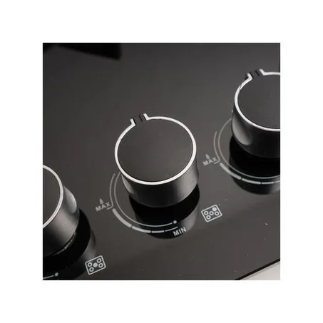 Venezia Plaque de cuisson 5 feux à gaz électrique 70cm en verre Black / noir
