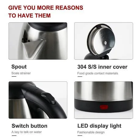 غلاية كهربائية قوية 1.8 لتر جسم من الفولاذ المقاوم للصدأ أثمنة جد مناسبة