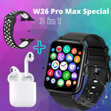Smart Watch W26+ Ear Buds+ Cadeau