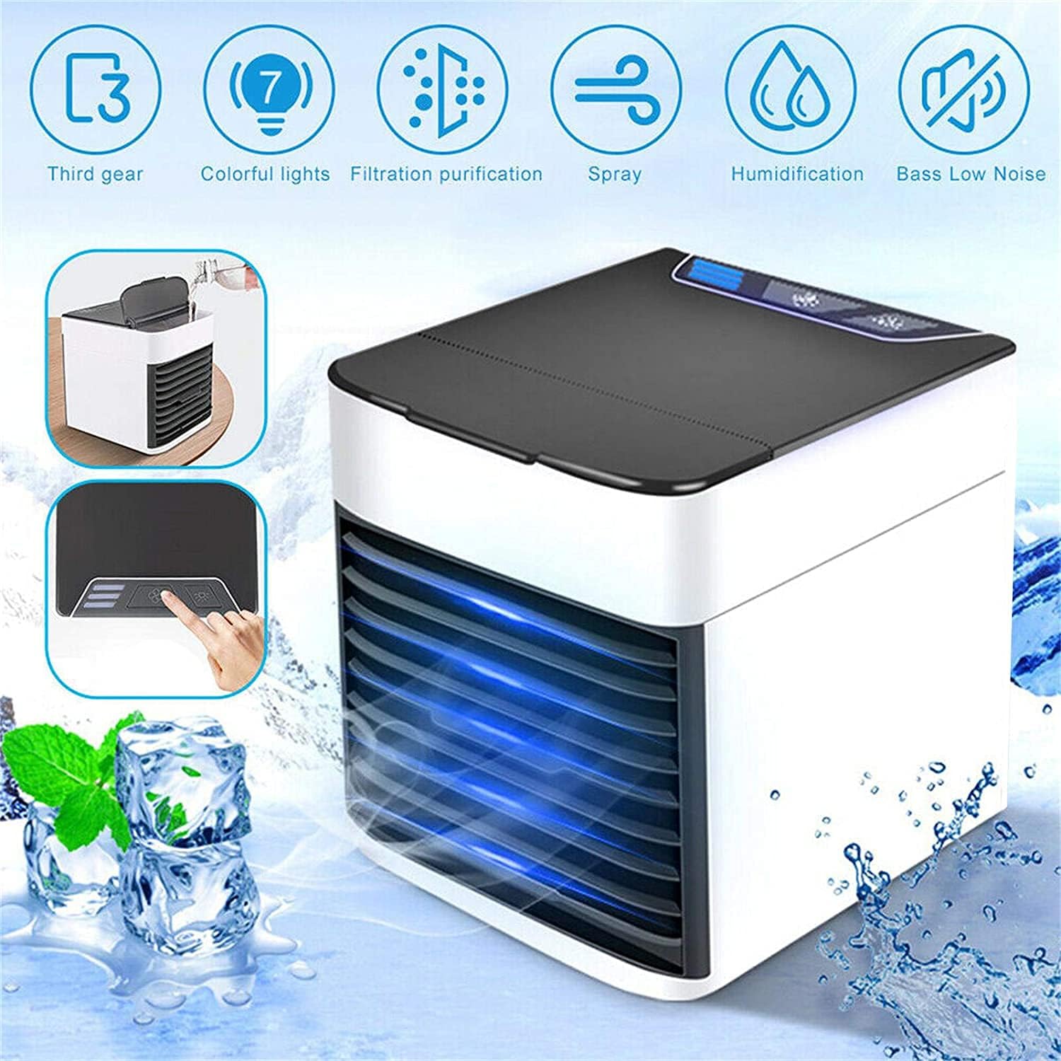 مكيف هواء صغير مع ضوء LED