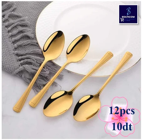 "مجموعة 12 ملعقة / شوكة بلاستيكية"   متوفر ب 3 ألوان (golden - silver - bronze)