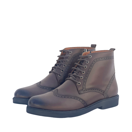 Boots London Hommes En Cuir Fef 798 - Noir/ Marron