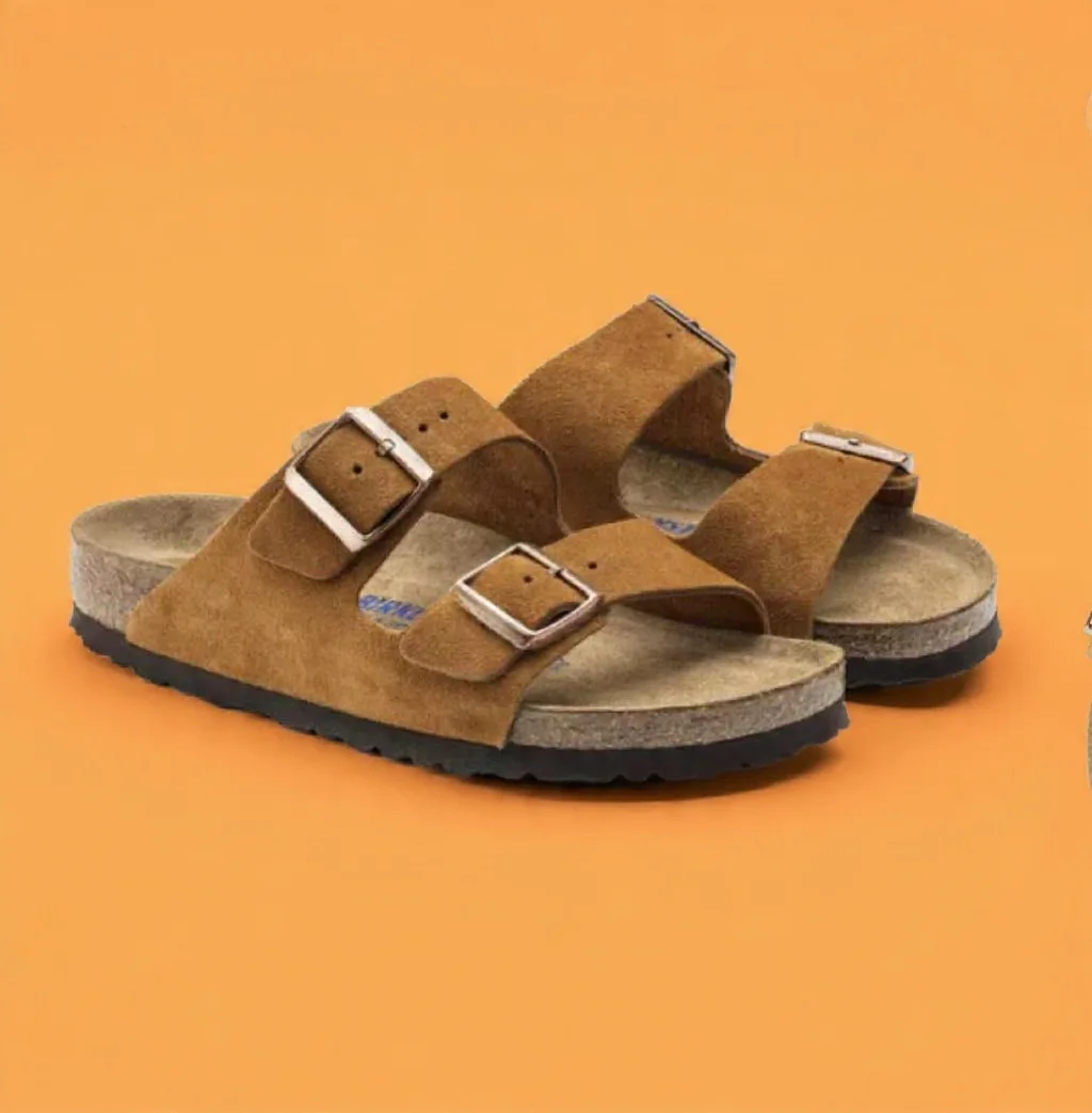 Sandale en cuir- Style Birkenstock - Mink