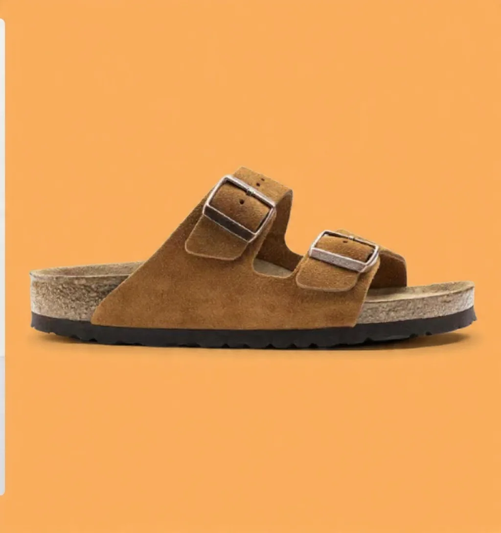 Sandale en cuir- Style Birkenstock - Mink