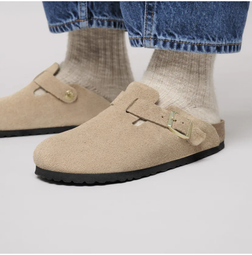 Sabot-en cuir Style Birkenstock - Taupe