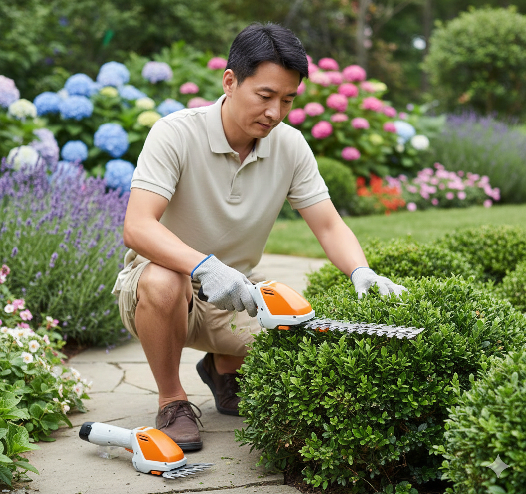 Cisaille Électrique Rechargeable Sans Fil 2-en-1 - Taille-Haie et Coupe-Bordure avec Lames Interchangeables