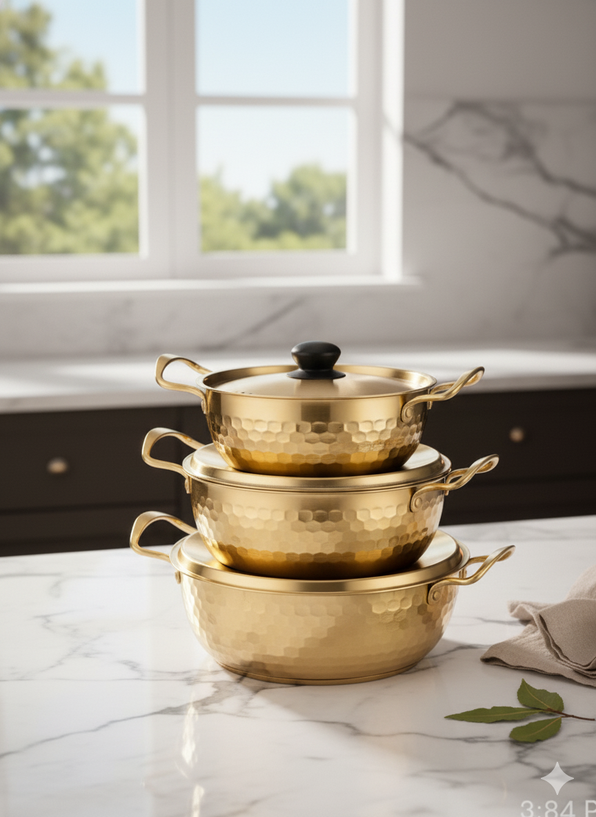 Set 3 Casseroles Dorées – Inoxydable