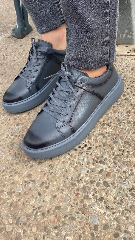 Basket cuir gris R111