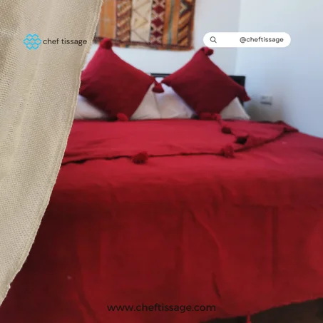Plaids en Coton Tissés à la Main[1.8m x 2.8m]+ deux housses coussins