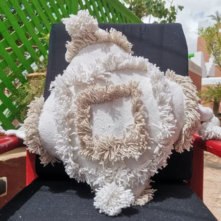 Housse de Coussin Tissée et Brodée à la Main en Coton - Évasion Bohème