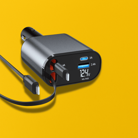 شاحن سيارة قابل للسحب 4 في 1