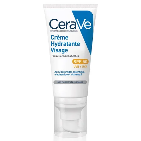 CERAVE CREME HYDRATANTE VISAGE SPF 50 PEAUX NORMALES A SECHES 52 ML