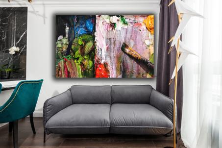 Tableau mural peinture acrylique et un bruch