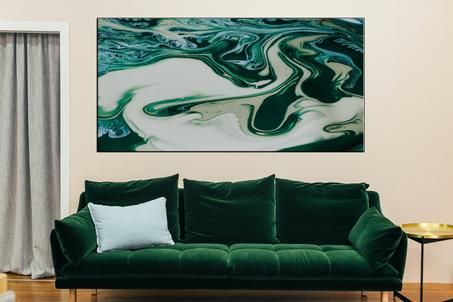 Tableau mural art abstrait vert émeraude لوحة حائطية الفن التجريدي الزمرد الأخضر