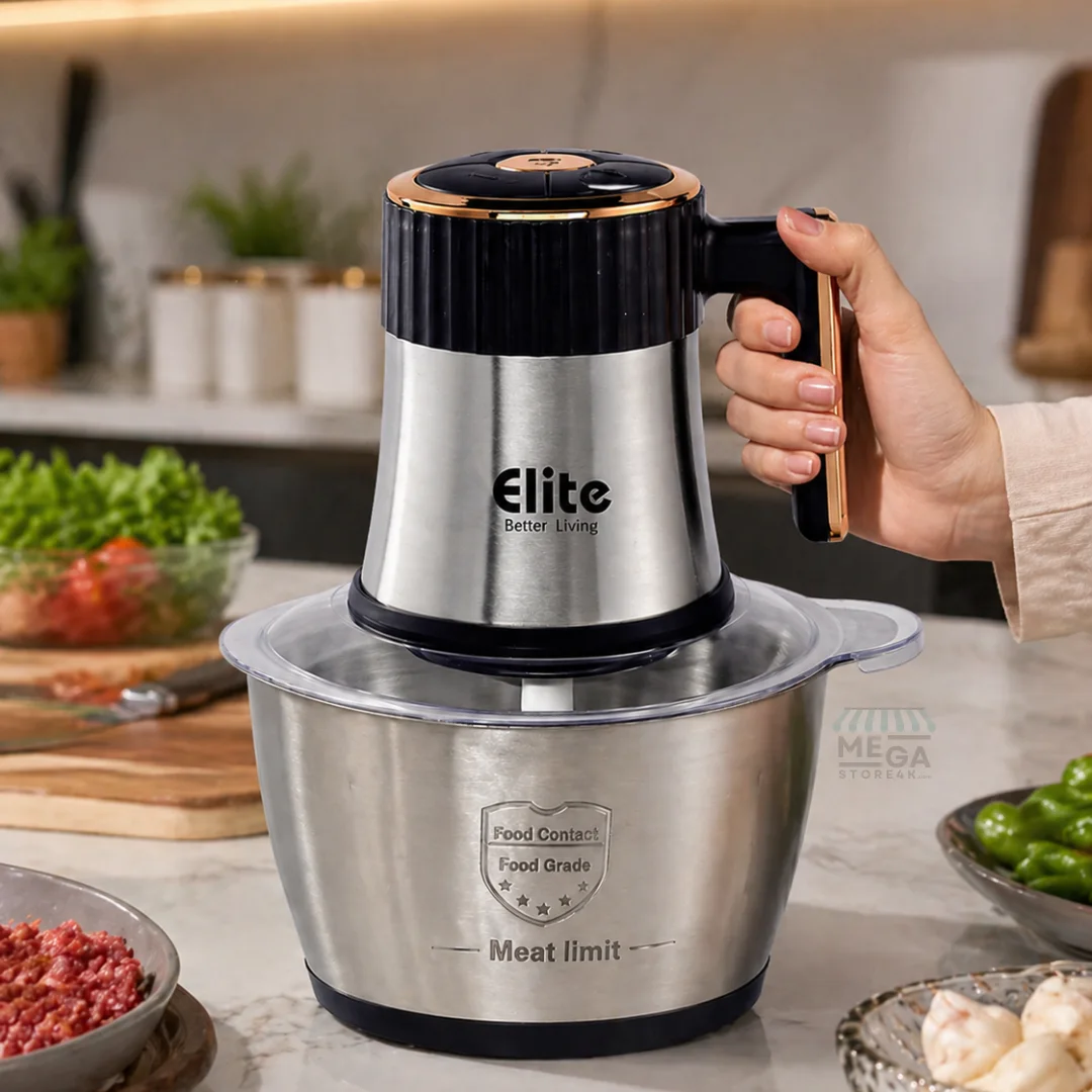 Hachoir Électrique Elite 3L – 300W | Multifonctions avec Bol Inox & 5 Vitesses