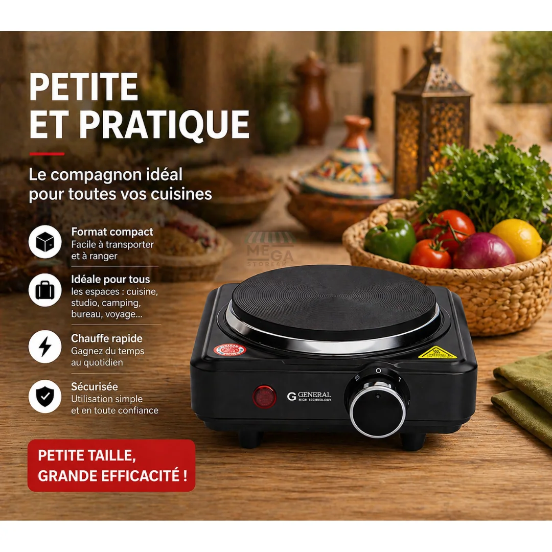 Plaque Électrique Compacte 14 cm – Petite, Pratique et Facile à Transporter