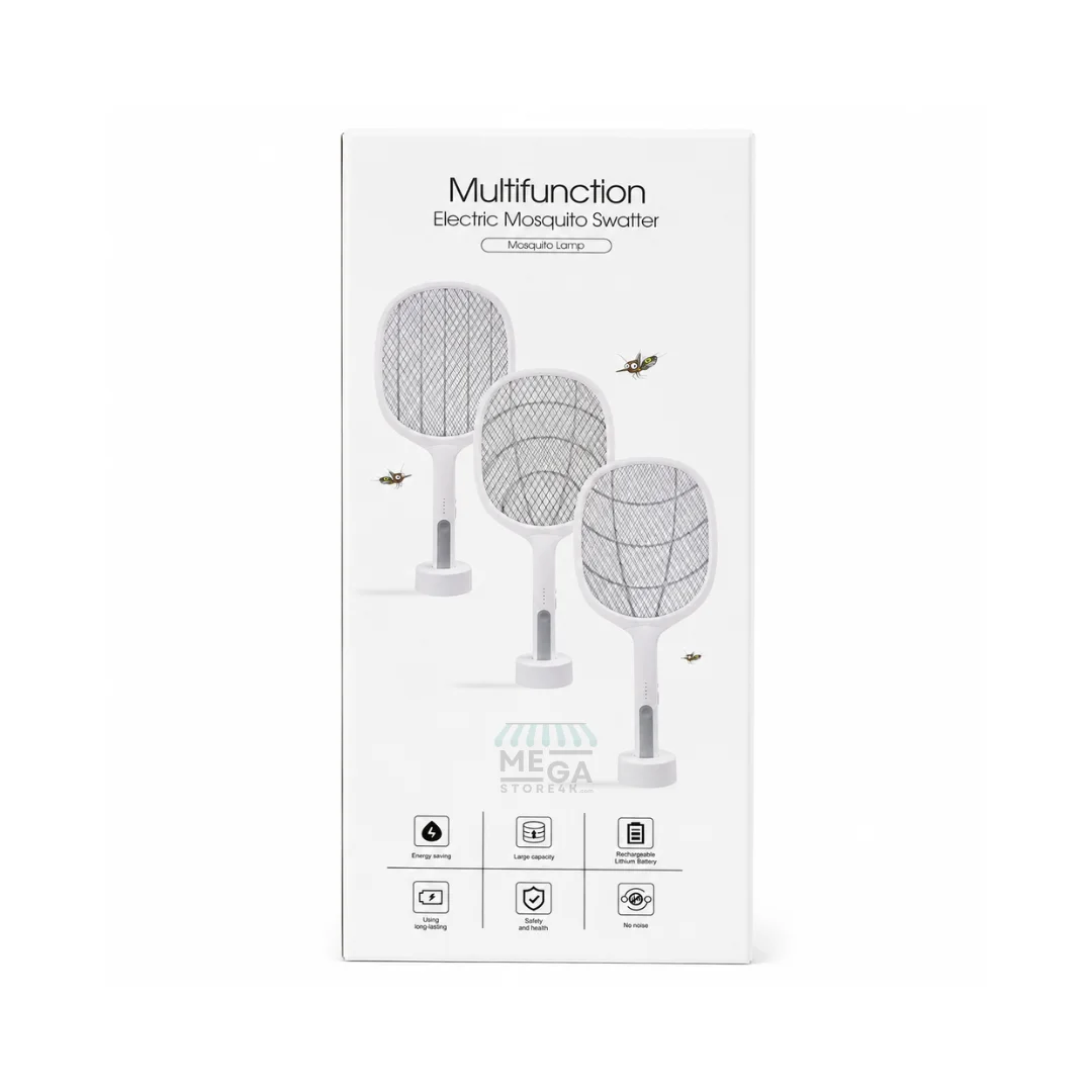 Raquette Électrique Anti-Moustiques Rechargeable USB avec Support