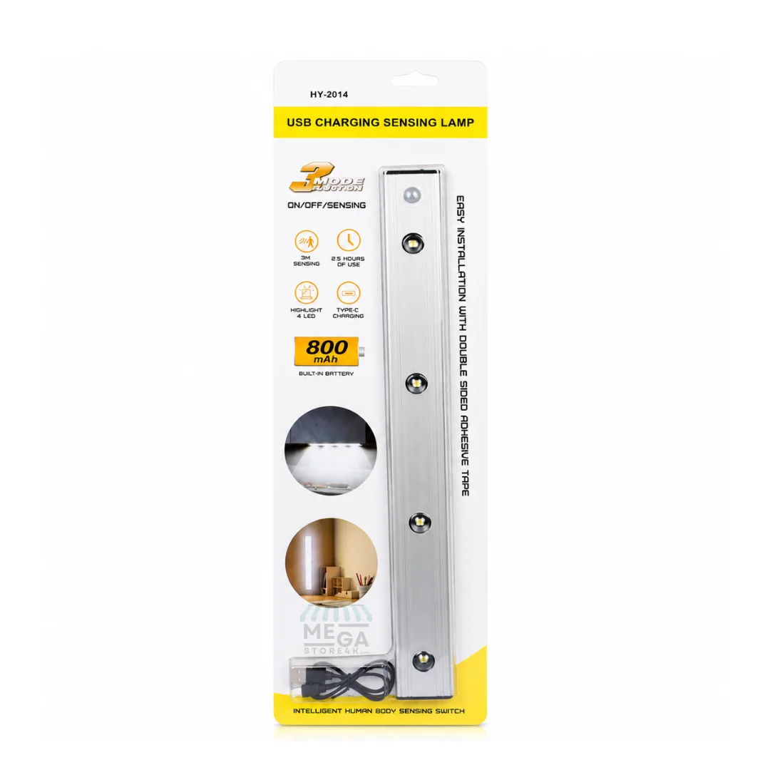 Lampe LED Détecteur de Mouvement Rechargeable USB – 4 LEDs – 800mAh