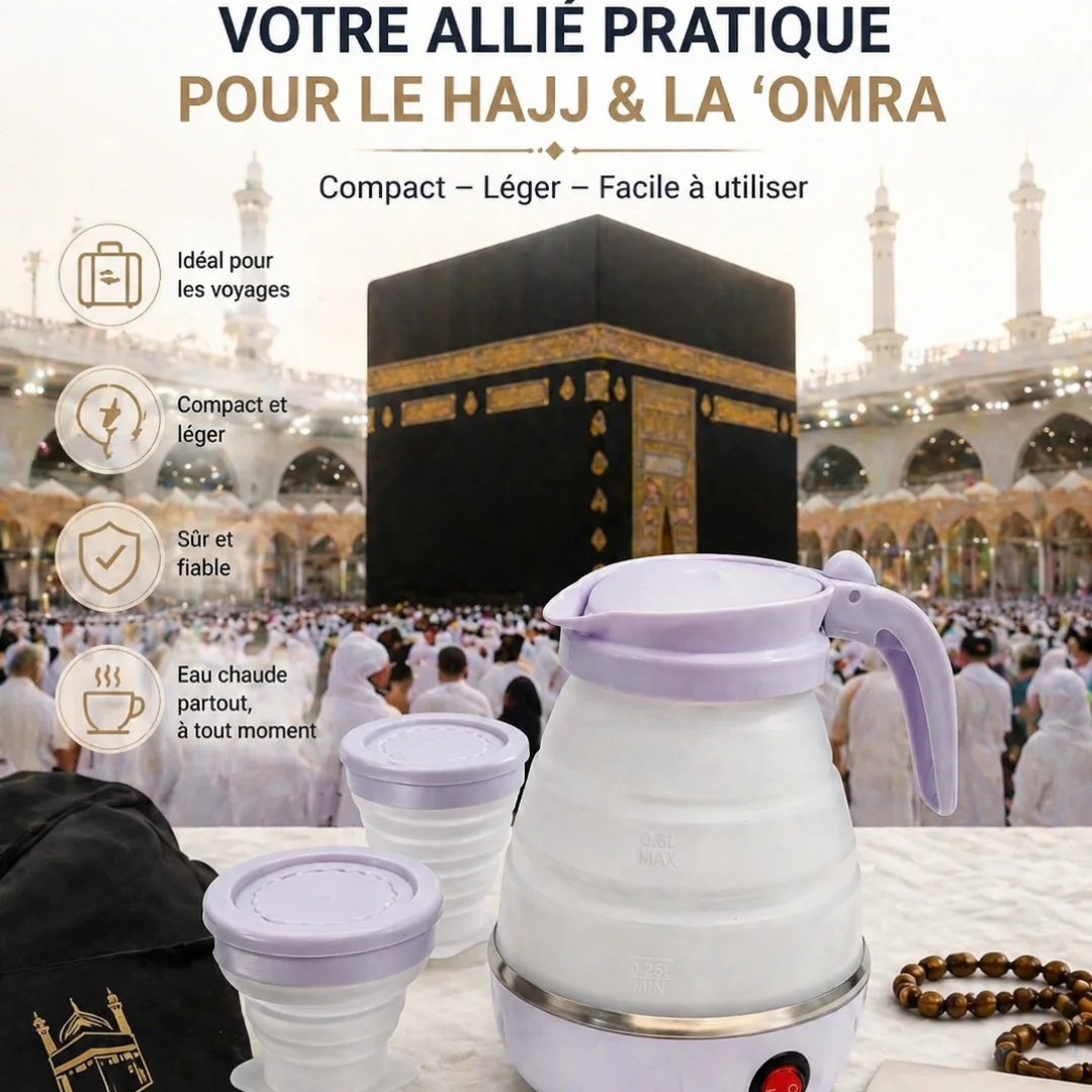 Mini Bouilloire Électrique Pliable avec Gobelets – Compacte, Pratique & Idéale pour Voyage