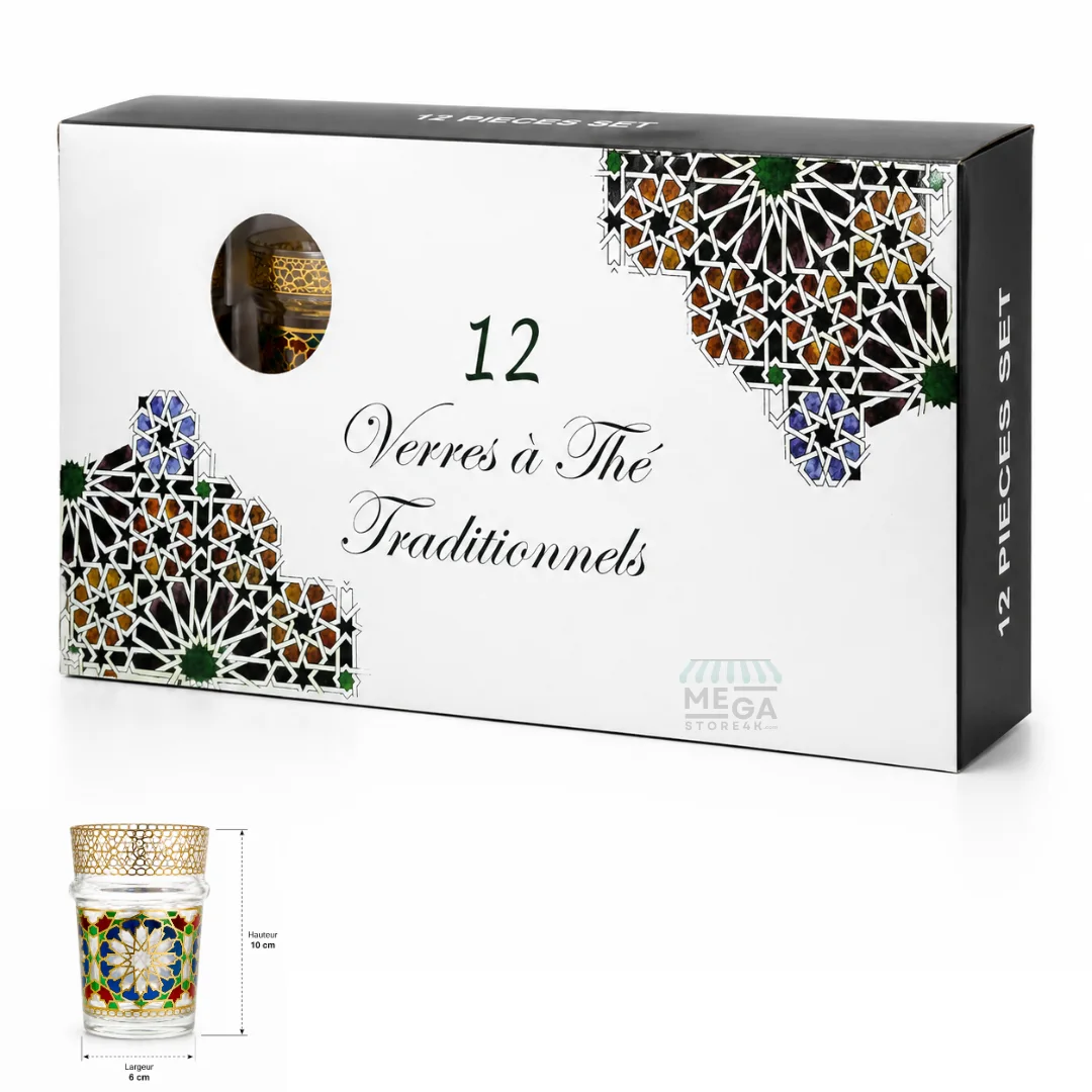 Verre à Thé Marocain Traditionnel – Motif Doré Premium | 10cm x 6cm