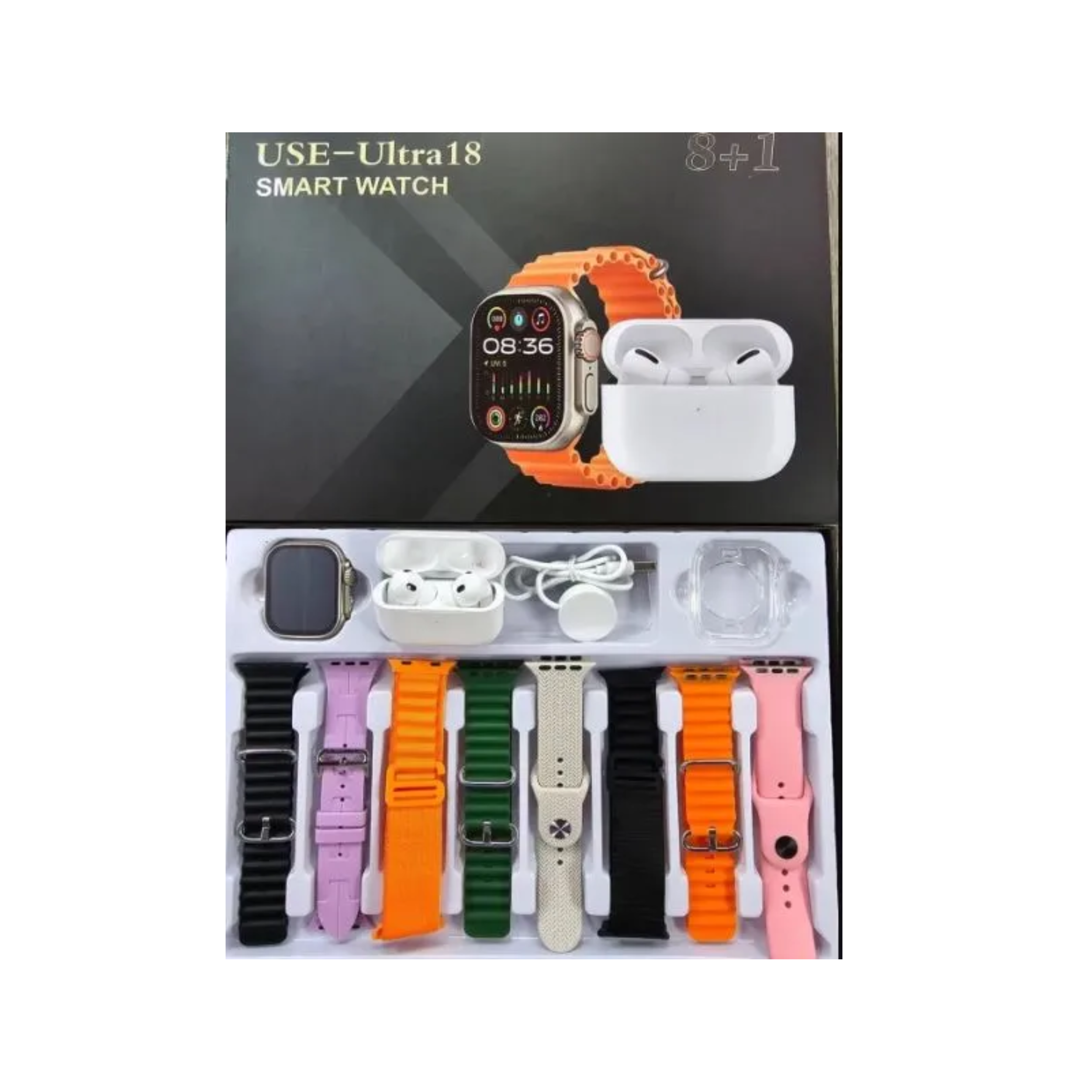 USE Ultra18 Smart Watch 8+1 – Montre Connectée avec Écouteurs Sans Fil Intégrés