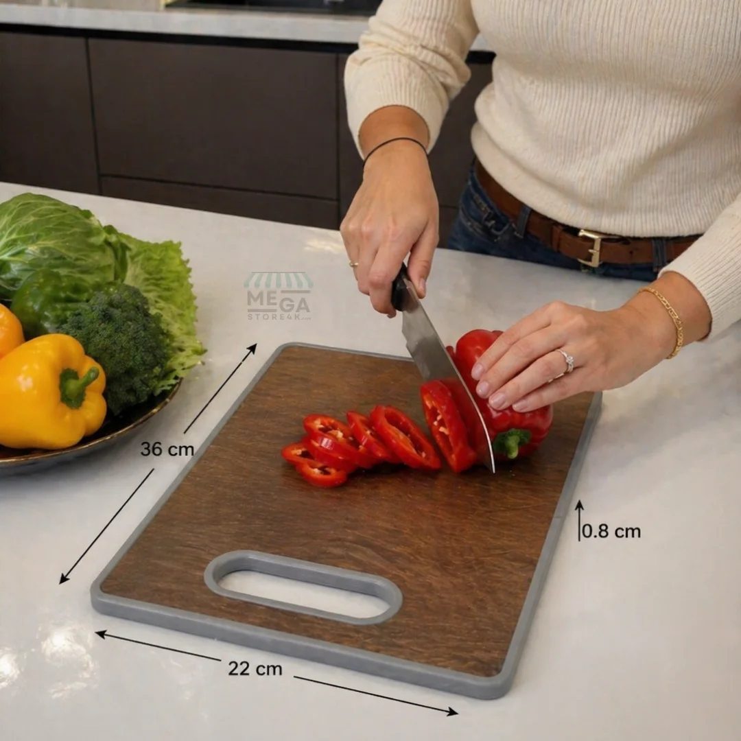 Planche à Découper Double Face Inox & Bamboo 36×22 cm – Hygiénique, Antibactérienne & Ultra Résistante