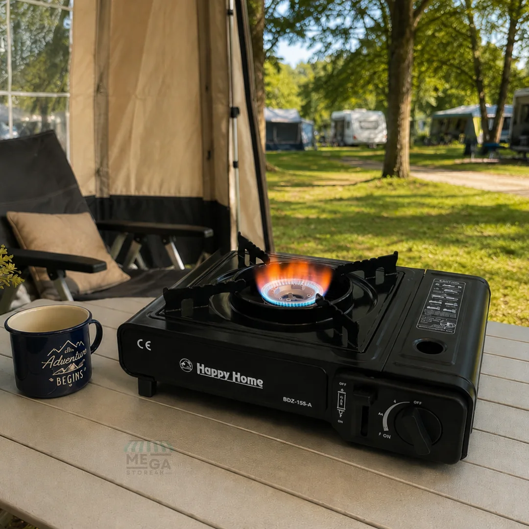 Réchaud à Gaz Portable Happy Home Compatible Cartouche Camping & Grande Bouteille Gaz