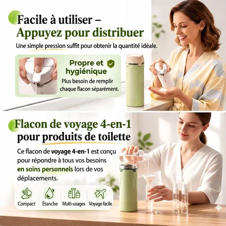 Kit 4 Bouteilles Voyage – Contenants Cosmétiques Portables