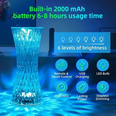 Lampe de Table en diamant acrylique LED