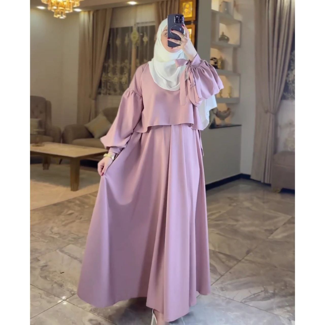 نقدم لكي سيدتي  كسوة 2 بياس كتجي غزالة فاللبسة سامبل على شكل فراشة