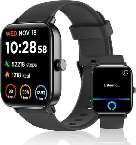 ساعة ذكية من تينسكي مع خاصية الرد وإجراء المكالمات وتطبيق أليكسا المدمج، تدعم تتبع اللياقة والنوم ومعدل ضربات القلب من تينسكي مع خاصية الرد وإجراء المكالمات وتطبيق أليكسا المدمج، تدعم تتبع ال