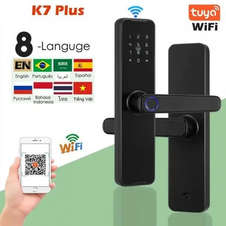 Serrure de porte intelligente K7 Pro PLUS WIFI Avec 5 Mode D Ouverture