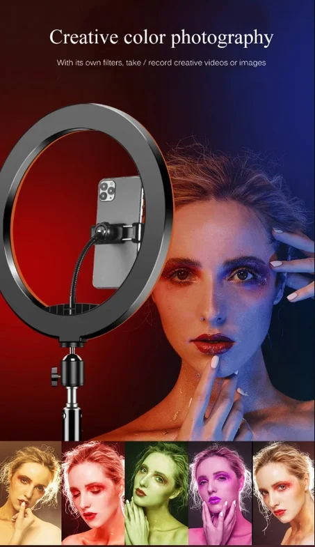 Astro Lighting RGB Ring Light 26 cm avec Tripod 2 m pour YouTube / Tiktok
