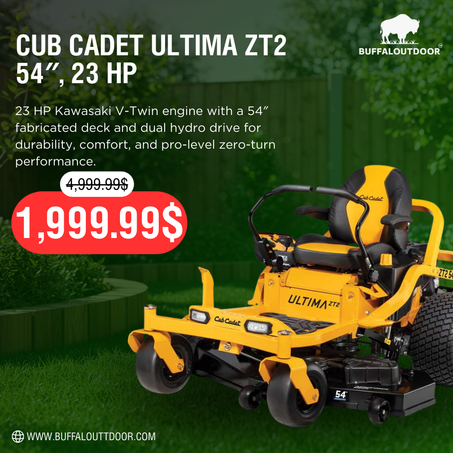 Cub Cadet Ultima ZT2 54 in. Fabricated Deck 23HP V-Twin Kawasaki FR Series Engine Dual Hydro DriveGas Zero Turn Riding Lawn Mower