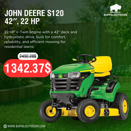 John Deere S120 42 in. 22 HP V-Twin Gas Hydrostatic Riding Lawn Mower