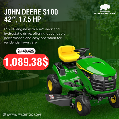John Deere S100 42 in. 17.5 HP Gas Hydrostatic Riding Lawn Mower