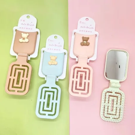 2-in-1 foldable mirror/hair brush