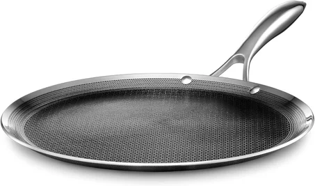 HexClad Sartén Parrilla Híbrida Antiadherente de 12 Pulgadas, Mango que se Mantiene Fresco, Apto para Lavavajillas, Apto para Horno hasta 900°F, Listo para Inducción, Compatible con Todas las