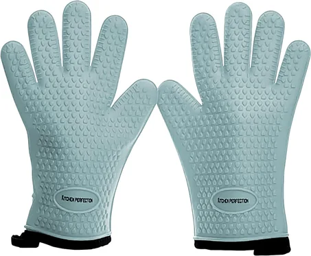KITCHEN PERFECTION Guantes de silicona para horno ahumador para mujeres -Guantes de barbacoa extremadamente resistentes al calor-maneja la comida caliente directamente en tu ahumador parrilla