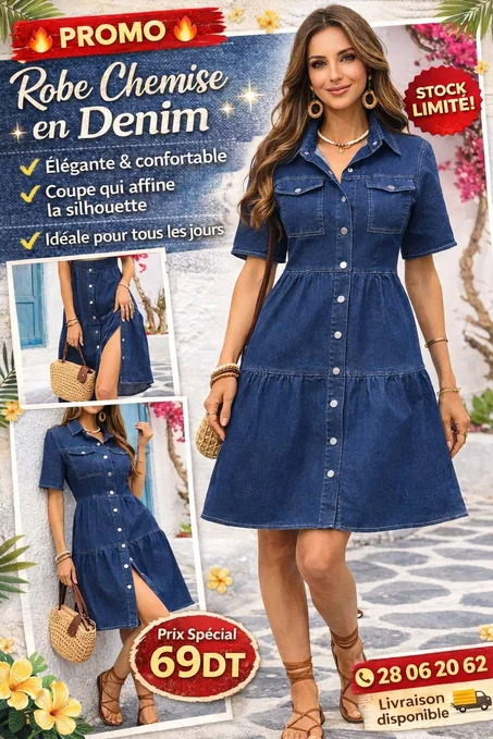 Robe chemise en Denim