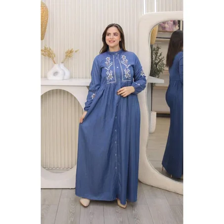 robe chemise djeans brodé