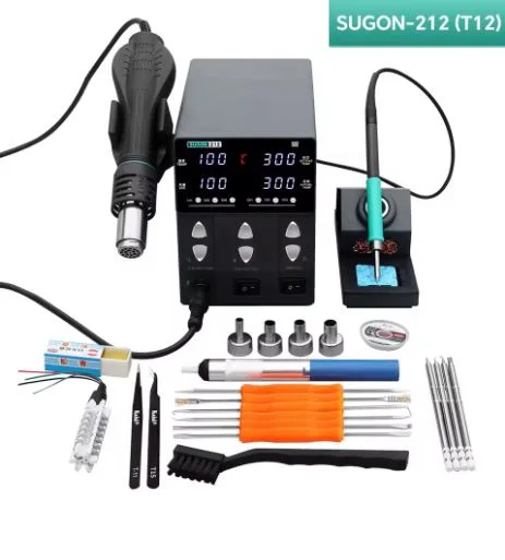 Sugon-212 2 in 1 Soldering Station 760W T12 Handle Soldering Iron Hot Air Heat Gun Welding LCD Digital Display For BGA Repair