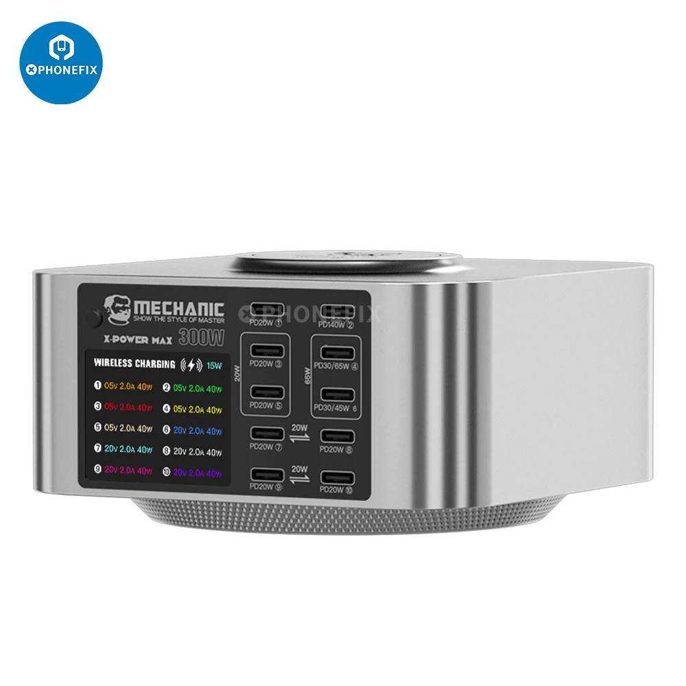 Mechanic Desktop Superfast Charging Station 150W 200W 300W Wireless Charger PD QC3.0Interface X-POWER Series Power Supply Device