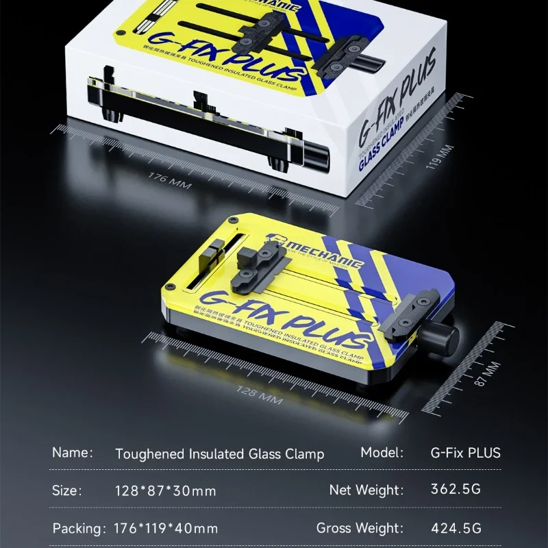 MECHANIC G-Fix PLUS Premium Professional Tempered Glass Clamp Tool for PCB Board 11-78mm Gap Heat Resistant Concave Design