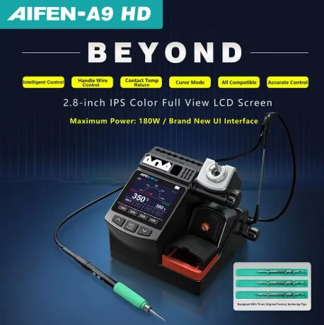 AIFEN A9HD 180W Power Soldering Iron Station Ideal for Electronic Welding with C210 C245 Solder Iron Handle soldering station
