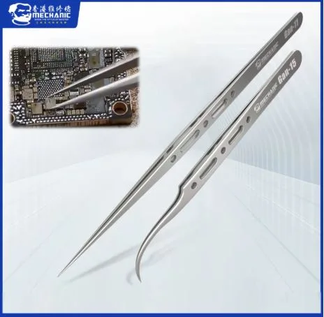 MECHANIC Extra Hard Anti-Magnetic Tweezer Stainless Steel Bent Pointed for Phone PCB Motherboard Soldering Repair Tweezers Tool