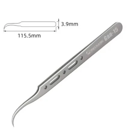 MECHANIC Extra Hard Anti-Magnetic Tweezer Stainless Steel Bent Pointed for Phone PCB Motherboard Soldering Repair Tweezers Tool - GAN-11:140.5*7.7*3.4MM - GAN-15:115.5*16.5*3.9MM